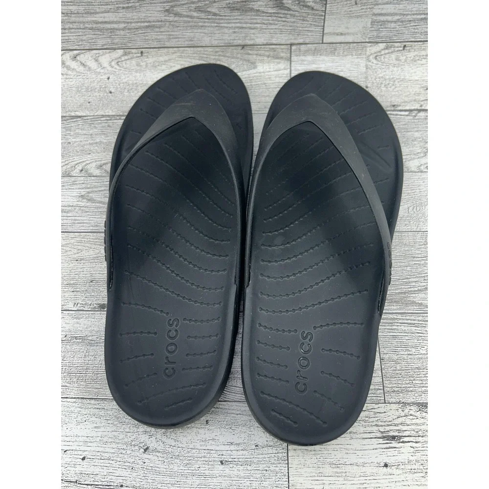 Crocs Flip Flop Sandals Womens Size 8 Black Comfort Casual Slip On Beach‎ Shoes
